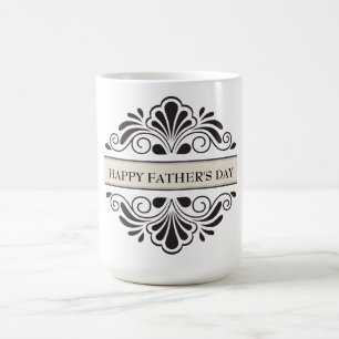 Black Floral Ornament- Happy Father's Day Coffee Mug