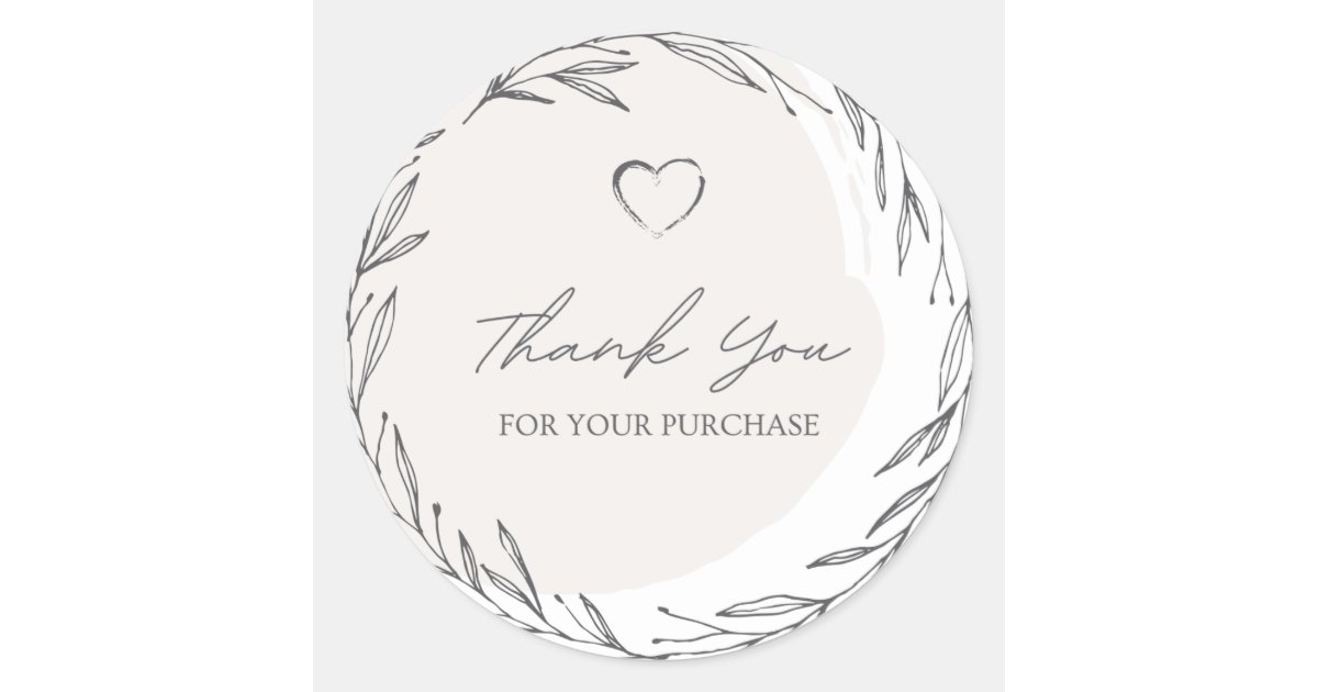 Black Floral Outline Thank You Sticker