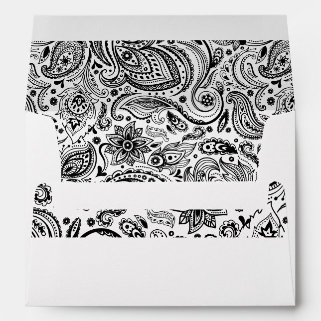 Black Floral Paisley Custom Background Envelopes (Back (Bottom))