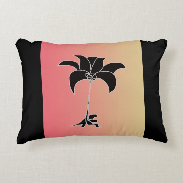 Black Floral Pastel Gradient Decorative Cushion (Front)
