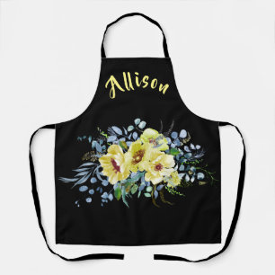 Black Floral Personalised Apron