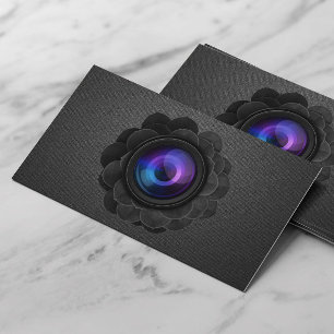 Black Floral Photography Elegant Dark Photographer Business Card