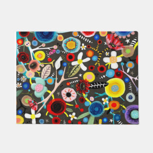 Black floral Rupydetequila meadow Doormat