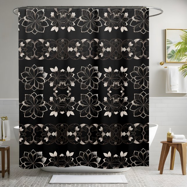 Black Floral Shower Curtain (Creator Uploaded)