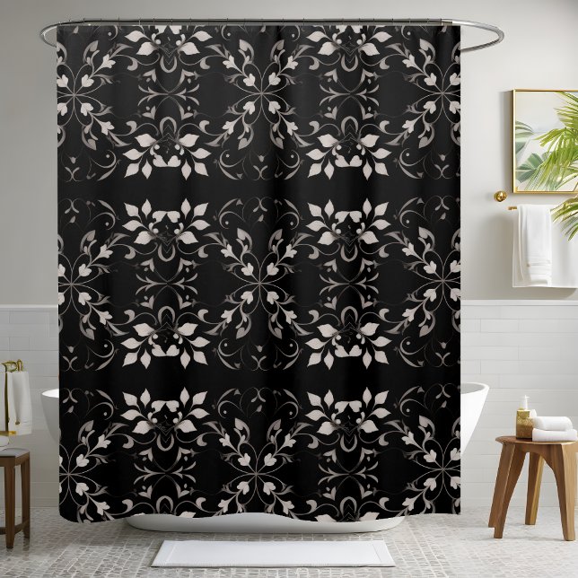 Black Floral Shower Curtain Style 2 (Creator Uploaded)