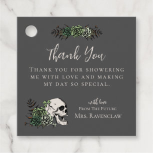 Black Floral Skull & Roses Gothic Thank You Tags