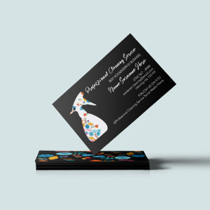 Black Floral Spray Bottle Clean Room Housekeeping Business Card