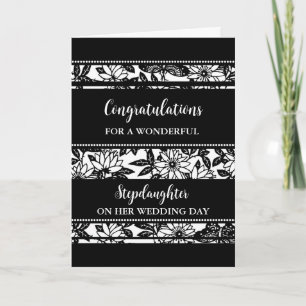 Black Floral Stepdaughter Wedding Card