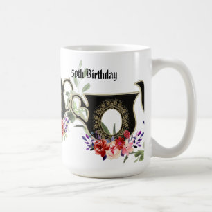 Black Floral Teapot Afternoon Tea 50th Birthday Co Coffee Mug