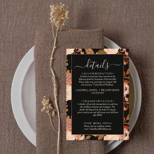 Black Floral Terracotta Wildflower Wedding Details Enclosure Card