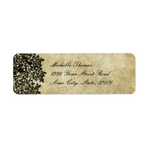 Black Floral Vintage Wedding Address Return Address Label