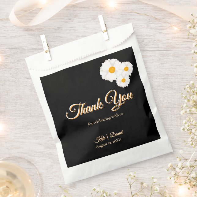 Black Floral Wedding Favour Bag (Clipped)