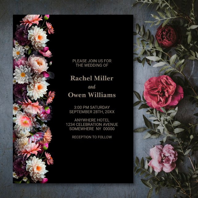 Black Floral Wedding Invitation (Creator Uploaded)