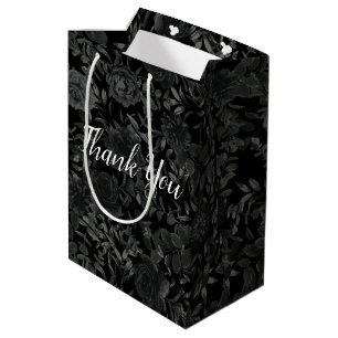 Black Floral Wedding Medium Gift Bag