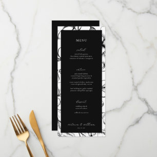 Black Floral Wedding Menu and Thank You