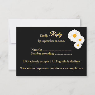 Black Floral Wedding RSVP Card