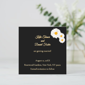 Black Floral Wedding Save the Date Invitation