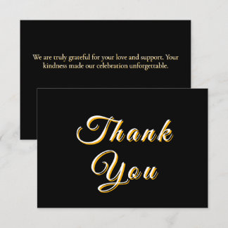 Black Floral Wedding Thank You Card