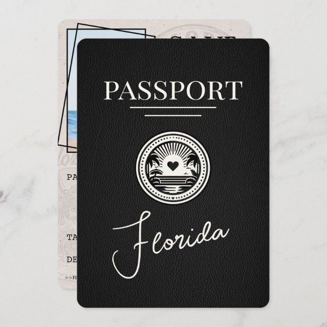 Black Florida Passport Save The Date (Front/Back)