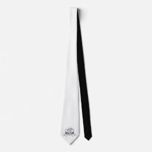 Black Flourish Rose Tie