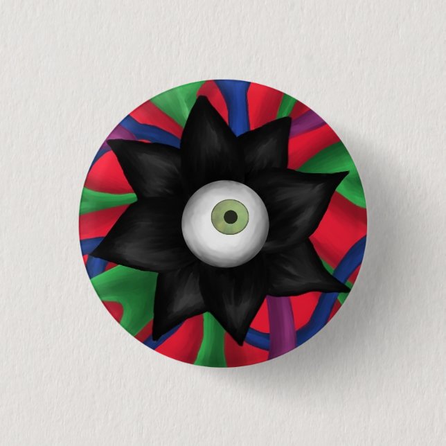 Black Flower 3 Cm Round Badge (Front)