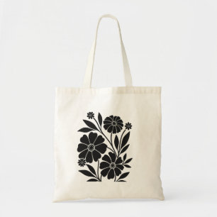 Black Flower Art Botanical MinimalistFlora Design Tote Bag