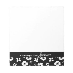 Black Flower Border Personalised Notepad