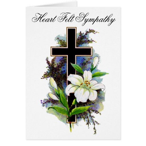 Black Flower Cross Sympathy Card 12 | Zazzle