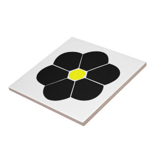 Black Flower Design Ceramic Tile