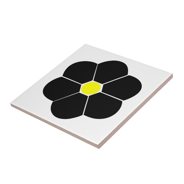 Black Flower Design Ceramic Tile (Side)