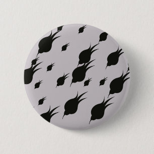 black flower in snow flakes 6 cm round badge
