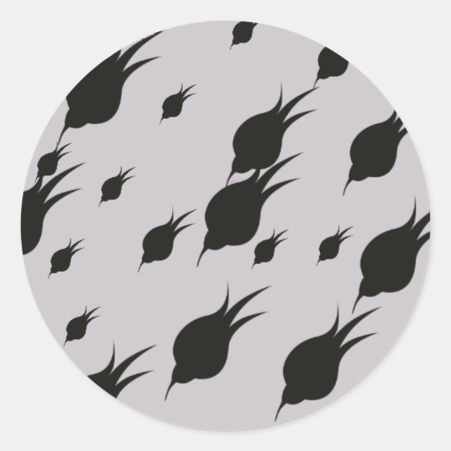 black flower in snow flakes classic round sticker (Front)