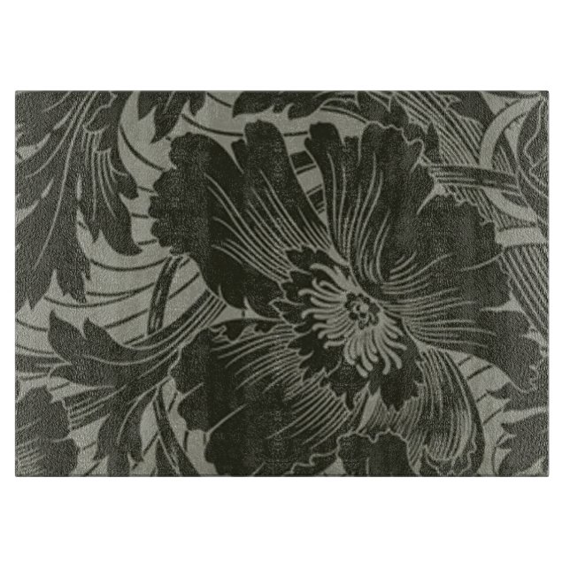 Black Flower Line Art Cutting Board (Front)