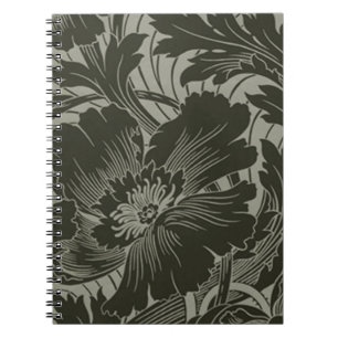 Black Flower Line Art Spiral Notebook