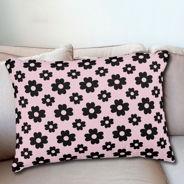 Black Flower Pattern On Pink  Decorative Cushion (Creator Uploaded)