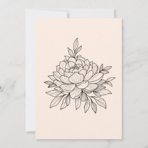 Black flower peony  holiday card