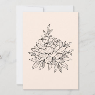 Black flower peony holiday card