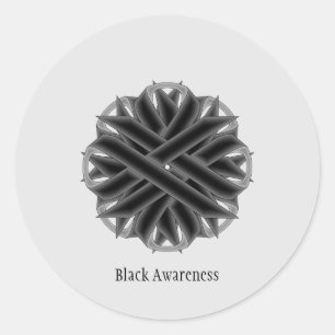 Black Flower Ribbon by Kenneth Yoncich Classic Round Sticker