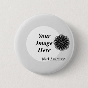 Black Flower Ribbon Template by Kenneth Yoncich 6 Cm Round Badge