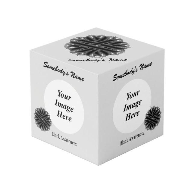 Black Flower Ribbon Template by Kenneth Yoncich Cube (Front Angled)