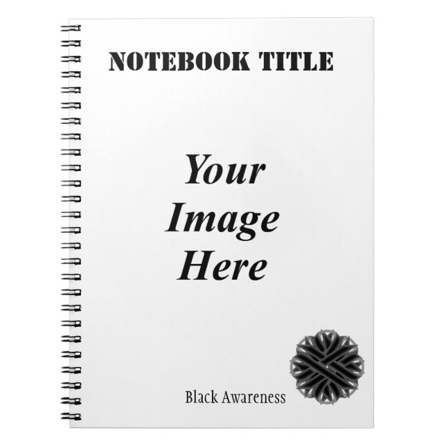 Black Flower Ribbon Template by Kenneth Yoncich Notebook (Front)