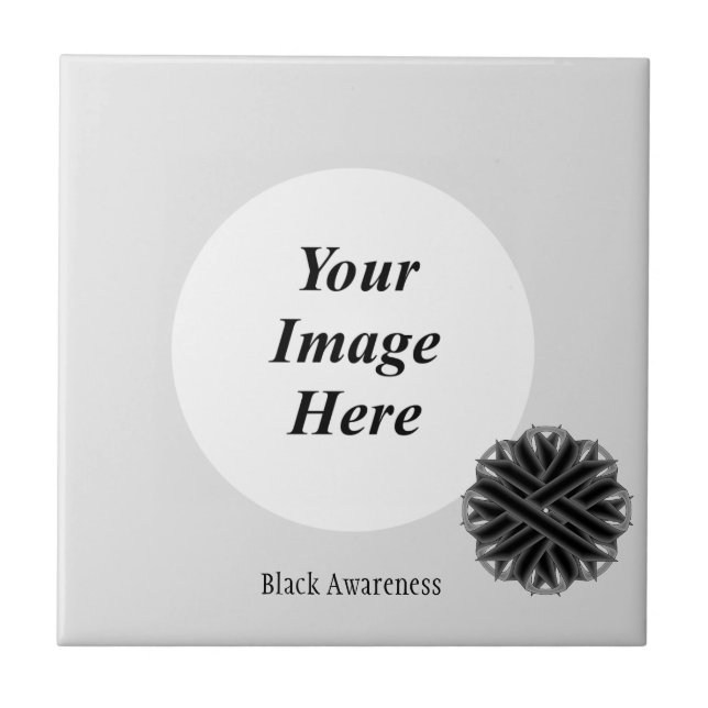 Black Flower Ribbon Template by Kenneth Yoncich Tile (Front)