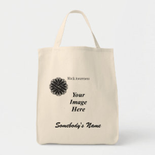 Black Flower Ribbon Template by Kenneth Yoncich Tote Bag