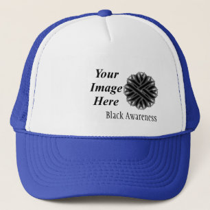 Black Flower Ribbon Template by Kenneth Yoncich Trucker Hat