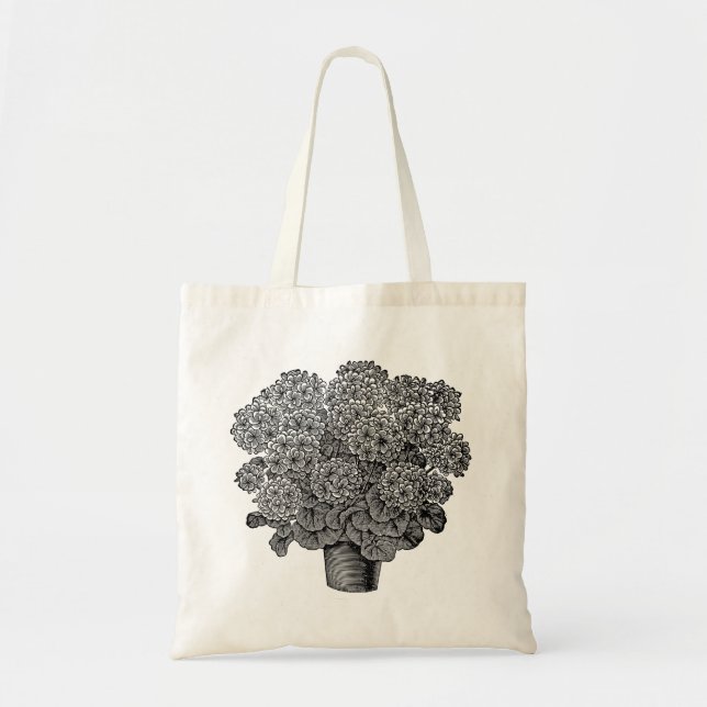 black flower tote bag. (Front)