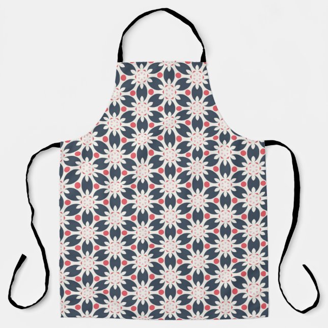 Black Flowers and Pink Spots Pattern   Apron (Front)