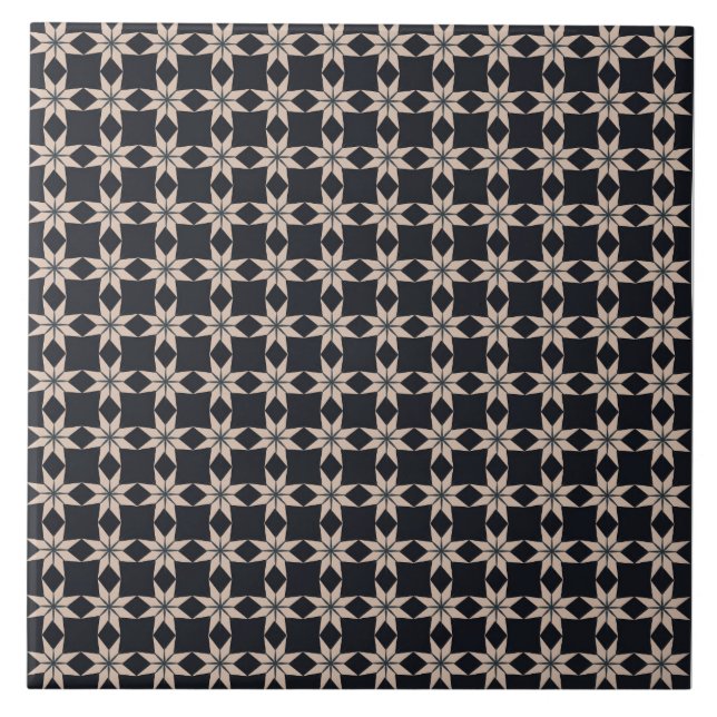 Black flowers ceramic tile (Front)