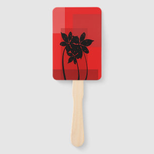 Black flowers hand fan