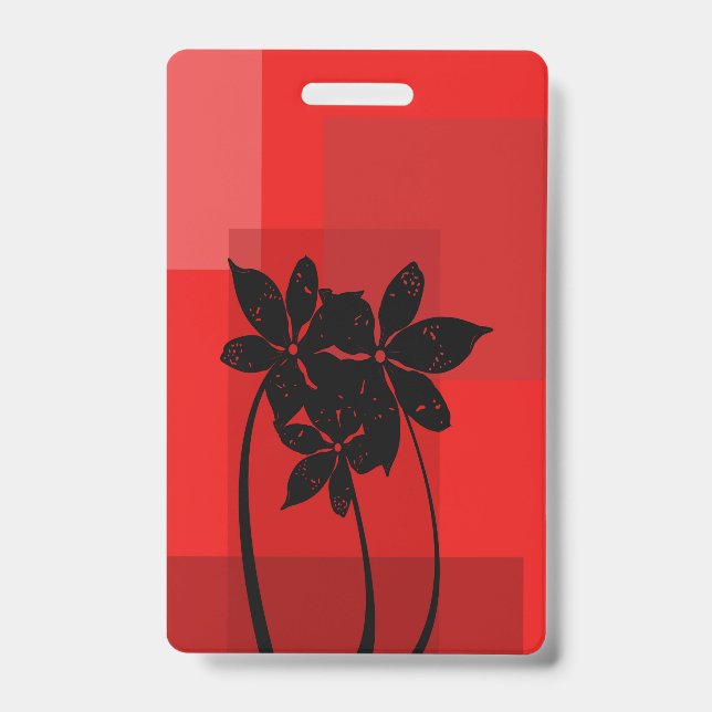 Black flowers ID badge (Front)
