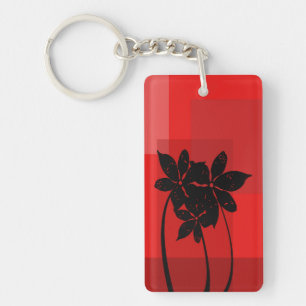 Black flowers key ring